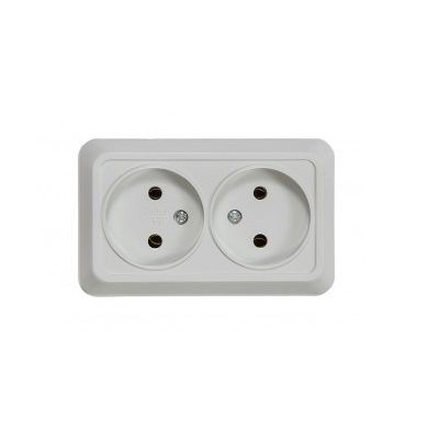 Розетка двойная BOLLETO 7102 белая накладная (керамика)