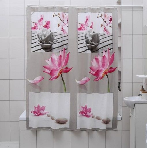 Штора для ванной полиэтиленовая серая 5, "Релакс", 180*180