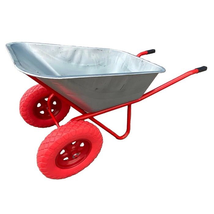 Тачка строительная 2-колесная 110л с полиуретановыми колесами (корыто полукруглое ПMS2-110) (КИТАЙ)