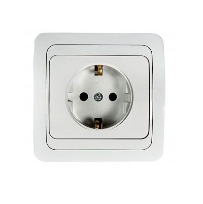 Розетка одинарная с заземлением CLASSICO белая 2028 IN HOME