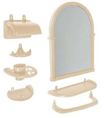 Зеркальный набор для ванной бежевый (слоновая кость), "Олимпия"