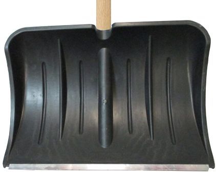 Лопата для снега пластиковая 540*370 с мет.планкой с дер.ЧЕРЕНКОМ и V-ручкой №13