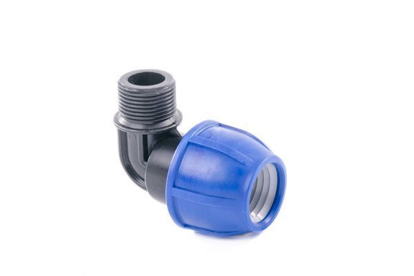 Отвод компрессионный с наруж.резьбой д.20х1/2"M для ПЭ труб ТурПласт