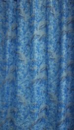 Штора для ванной тканевая синяя, 1221, "Залел" эконом, 170-180*200