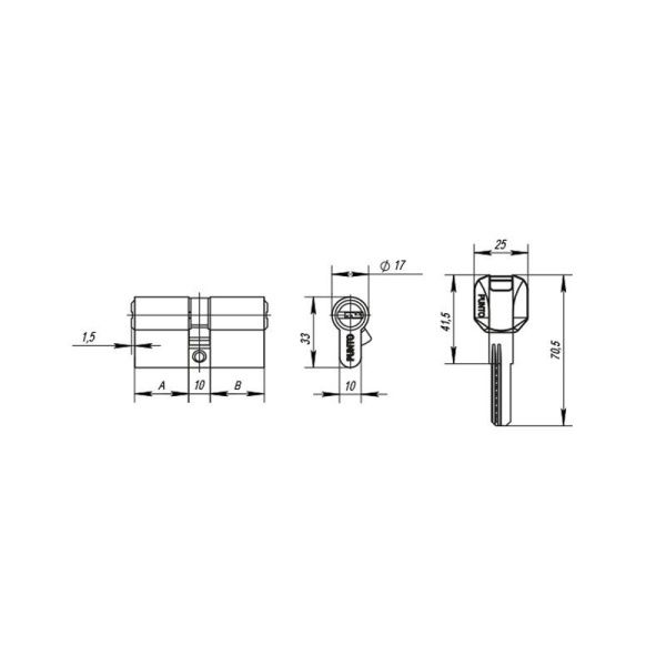 Цилиндровый механизм Z4000Key70 хром