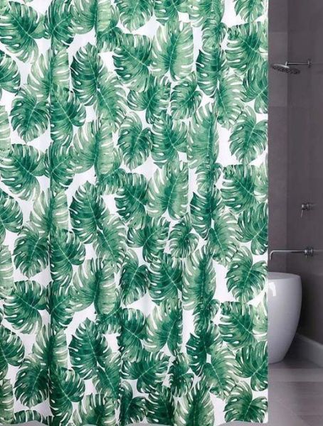 Штора для ванной тканевая синяя, winter flowers ZL-11, "Залел", 180*200