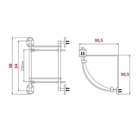 Полка стеклянная угловая 2-х ярусная P2907-2 (29 серия)