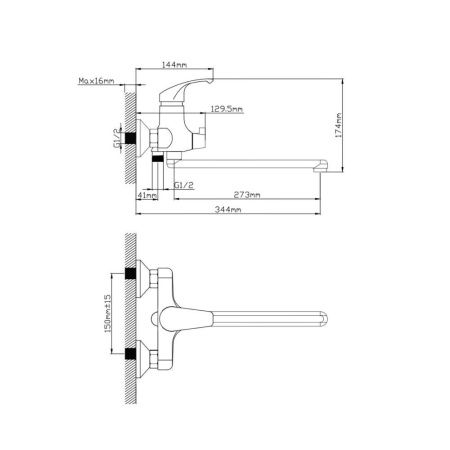 Смеситель для ванны и умывальника монокомандный белый/хром Potato Эверест B 22-033