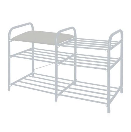 Этажерка "Люкс3" (500х330х800) ЭТЛ3-1/МС 3-х ярусн. с мягк. сидением,винил.разборн. матовый сер. Ника