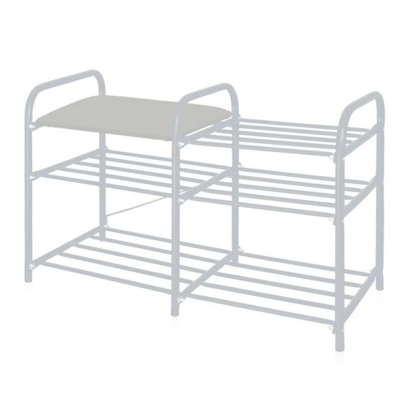 Этажерка "Люкс3" (500х330х800) ЭТЛ3-1/МС 3-х ярусн. с мягк. сидением,винил.разборн. матовый сер. Ника