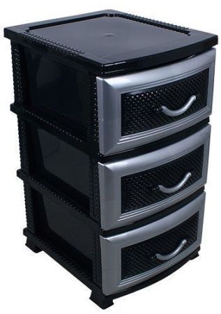 Комод 3-х секц. без декора "Дельфин" черн./серебр.