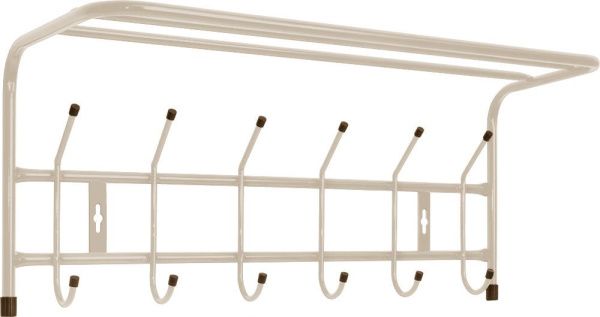 Вешалка настенная с полкой ВП6/БЖ 6-крючков (600 х 238 х268 h мм.) бежевый металлик Ника (упак.5шт.)