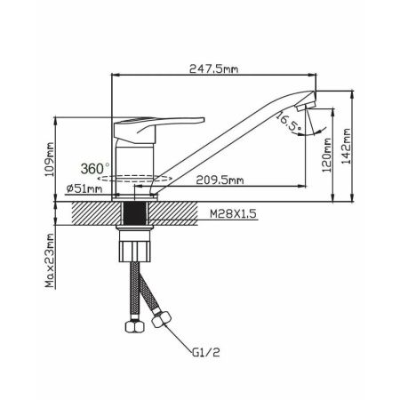 Смеситель для кухни монокомандный кремовый Potato Эверест B 49-0259