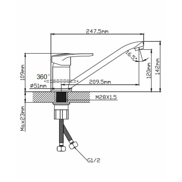 Смеситель для кухни монокомандный кремовый Potato Эверест B 49-0259