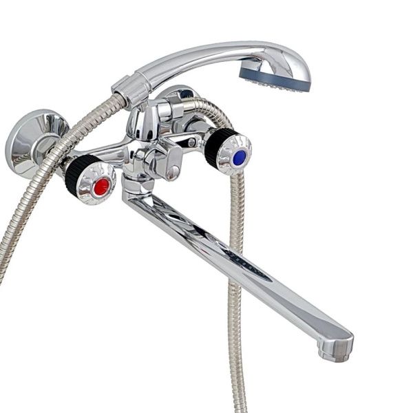 Смеситель для ванны и умывальника двухручковый черный Potato Эверест B 23-356F