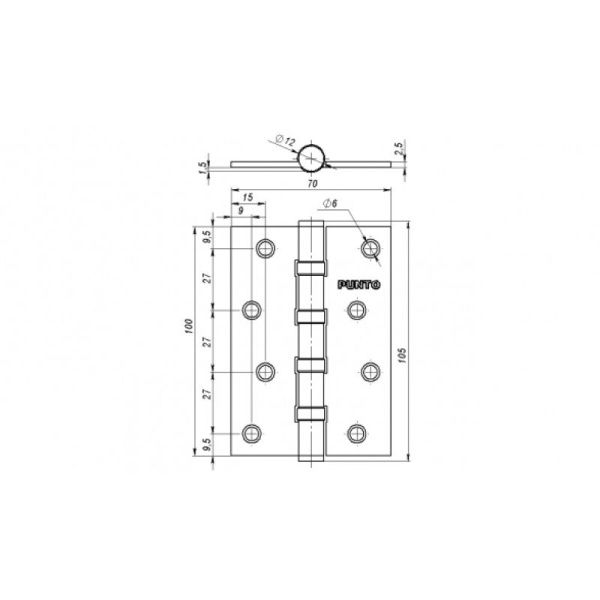 Петля универсальная IN4100U CP (4B 100х70х2.5) хром