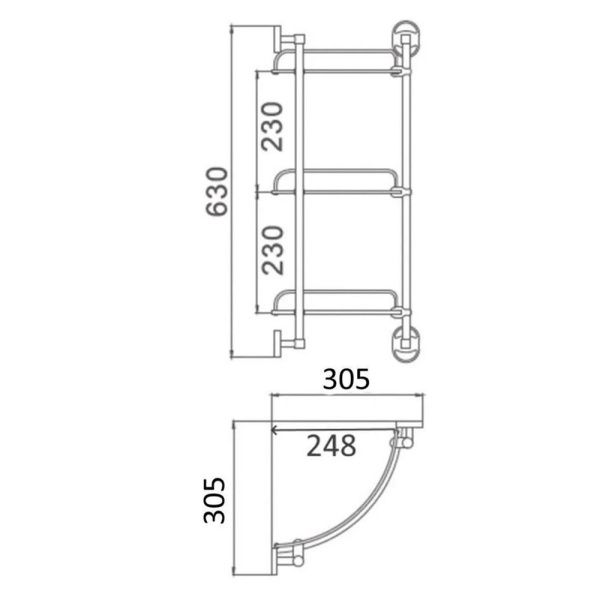 Полка стеклянная угловая 3-х ярусная P2907-3 (29 серия)