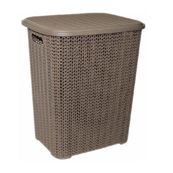 Корзина для белья 60л коричневая Вязь (шоколад)