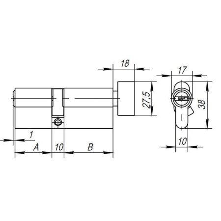 Цилиндровый механизм AX2002Knob70 хром с вертушкой