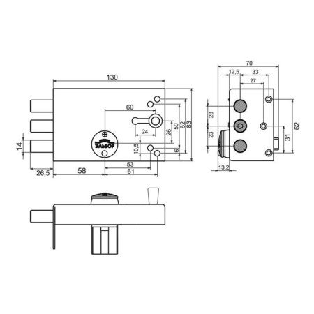 Замок накладной Лазурит 1.02.61.КМА никель