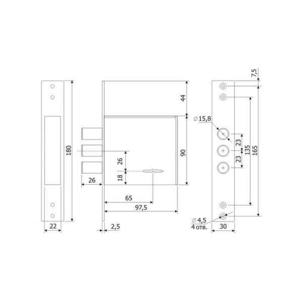 Замок врезной сувальдный ЗВ 30.01