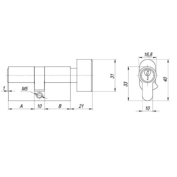 Цилиндровый механизм AX1002Knob70 хром с вертушкой