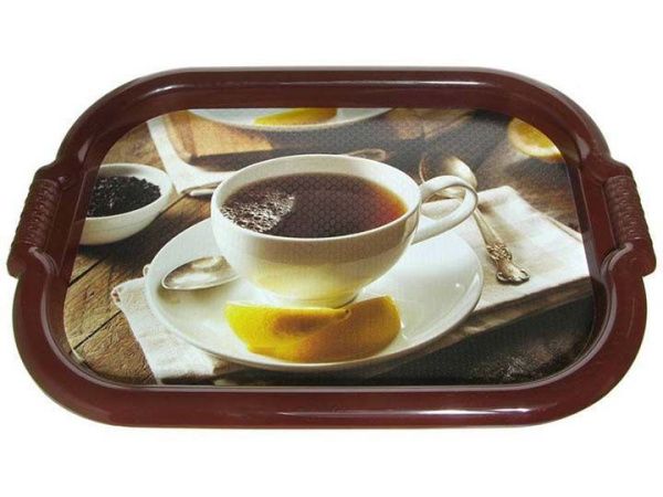 Поднос коричневый Чайная пара