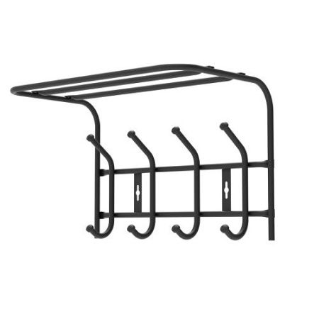 Вешалка настенная с полкой ВП4М/Ч 4-крючков (400 х 238 х268 h мм.) матовый черный Ника (упак.5шт.)