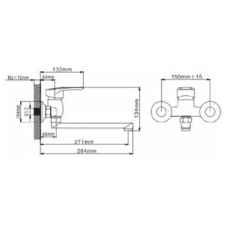 Смеситель для ванны и умывальника монокомандный хром Potato Эверест B 22-270 GS