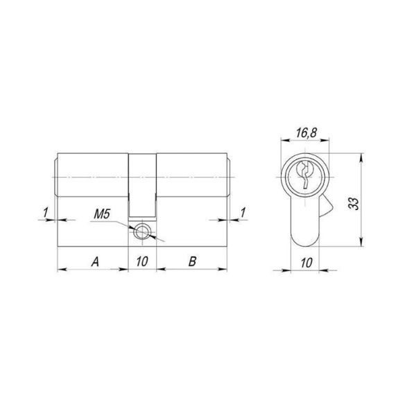 Цилиндровый механизм AX1000Key60 хром