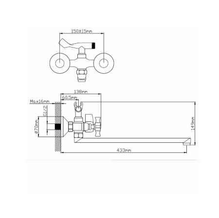 Смеситель для ванны и умывальника хром Potato P 2362
