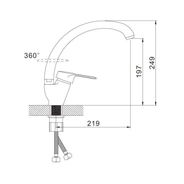Смеситель для кухни монокомандный хром Potato Эверест B 59-0269