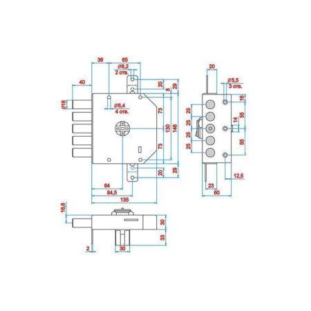Замок накладной Гранит 1.06.51.МА никель