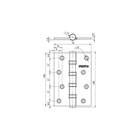 Петля универсальная IN4100U SB (4B 100х70х2.5) мат.золото