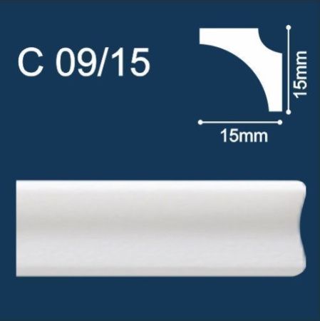 Плинтус потолочный белый С09/15 длина 2м (упак.390шт.) Солид