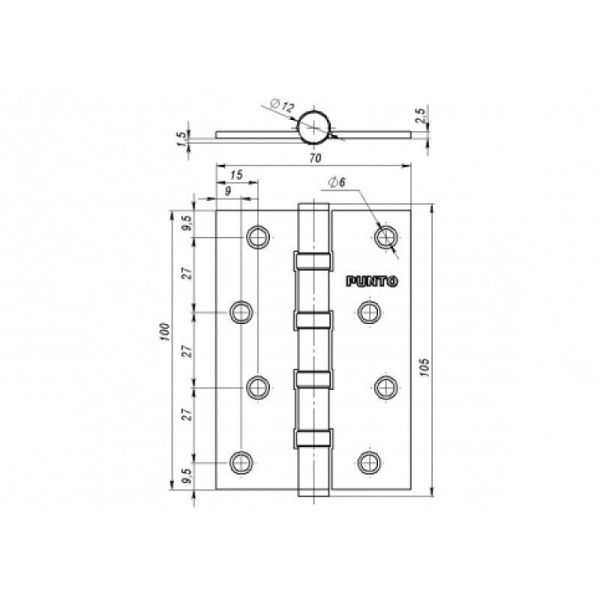 Петля универсальная IN4100U BL (4B 100х70х2.5) черный