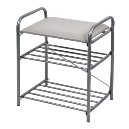 Банкетка 1 (500х330х450) с мягк. сидением,винил.светло-серый/матовый серый.разборн.Б1-1/МС Ника