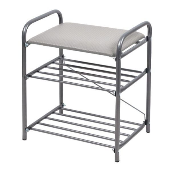 Банкетка 1 (500х330х450) с мягк. сидением,винил.светло-серый/матовый серый.разборн.Б1-1/МС Ника