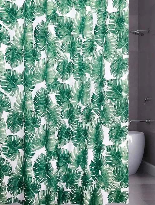 Штора для ванной тканевая синяя, winter flowers ZL-11, "Залел", 180*200