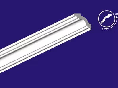 Плинтус потолочный белый 80/80мм С08/80 длина 2м (упак.30шт.) Солид