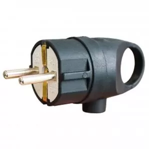 Вилка угловая с кольцом каучук 2P+PE 1х16А 220-24V IP44 черн. (Турция) E1M