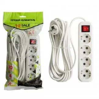 Сет. удлинитель ПВС 3х1 4роз. 10м 16А земля, выкл (корпус АБС-пластик) E1М