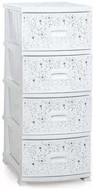 Комод 4-х секц. декор "Ажур" белый