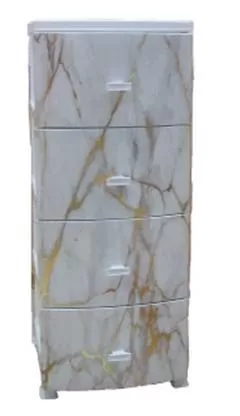 Комод 4-х секц. декор "Серый мрамор" белый моно рис. (РП451)