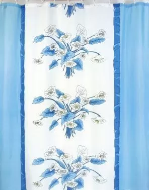 Штора для ванной тканевая голубая, 1345, "Залел", 180*200