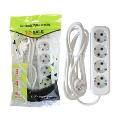 Сет. удлинитель ПВС 3х1 4роз. 3м 16А земля (корпус АБС-пластик) E1М