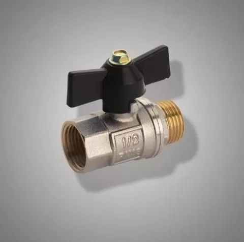 Кран шаровый латун.никел.бабочка F 212.05 (FR 212 3/4 М/F) (уп.14шт.)